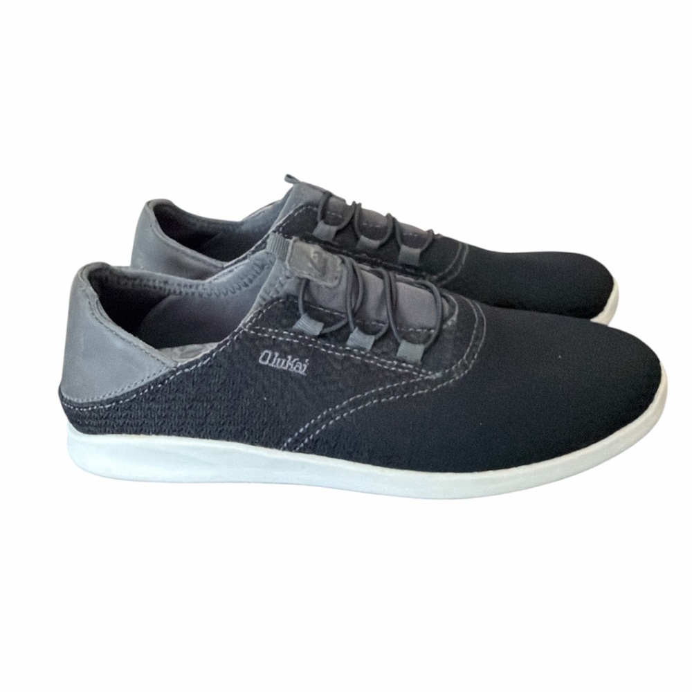 Men’s OluKai Alapa Li black slip on sneakers size 7 knot comfort casual travel‎